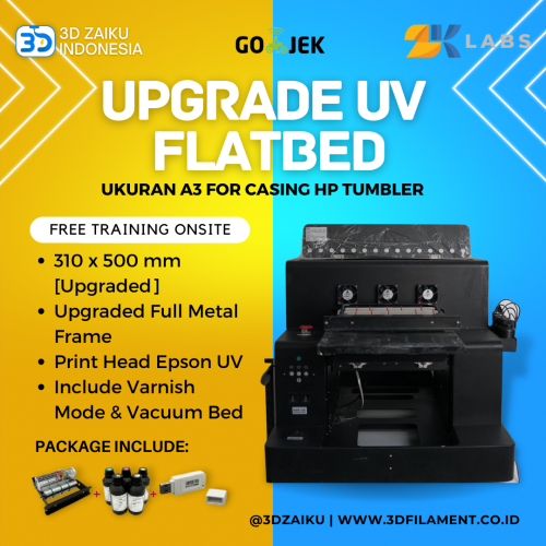 Zaiku UV Flatbed Full Color Printer Ukuran A3 for Casing HP Tumbler - With Varnish